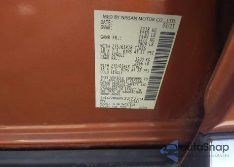 2015 Nissan Murano Sv from USA, damaged, VIN 5N1AZ2MG6FN227729